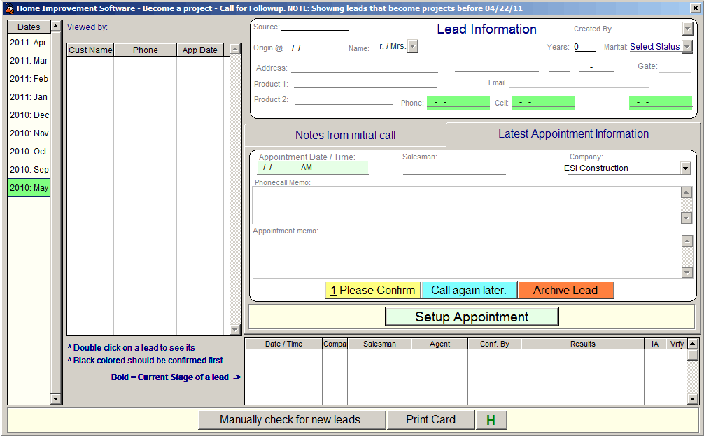 Home Improvement Software Leads Follow Up