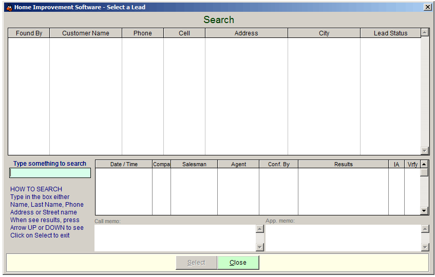 Search for a lead